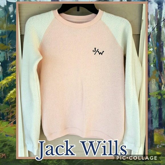 Jack Wills Embroidered Contrast Logo Pastel Knit Preppy Two-tone Sweater Jumper - Picture 2 of 12